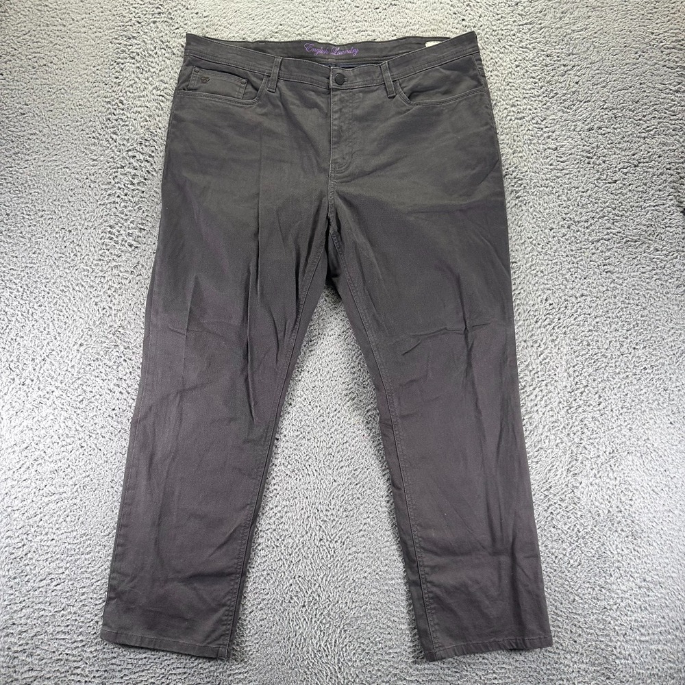 English Laundry Pant Mens 40x30 Gray Cotton Chino Straight Office Career Stretch